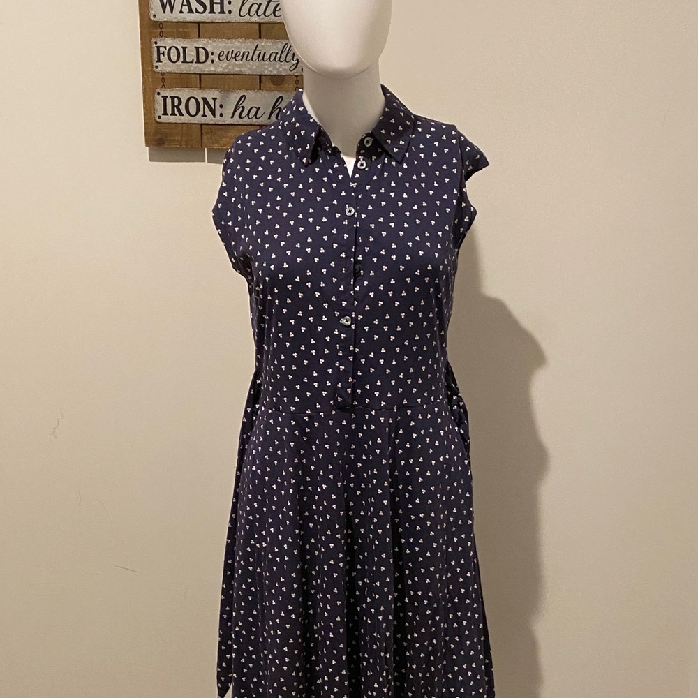 Boden Navy and White Patterned Midi Dress